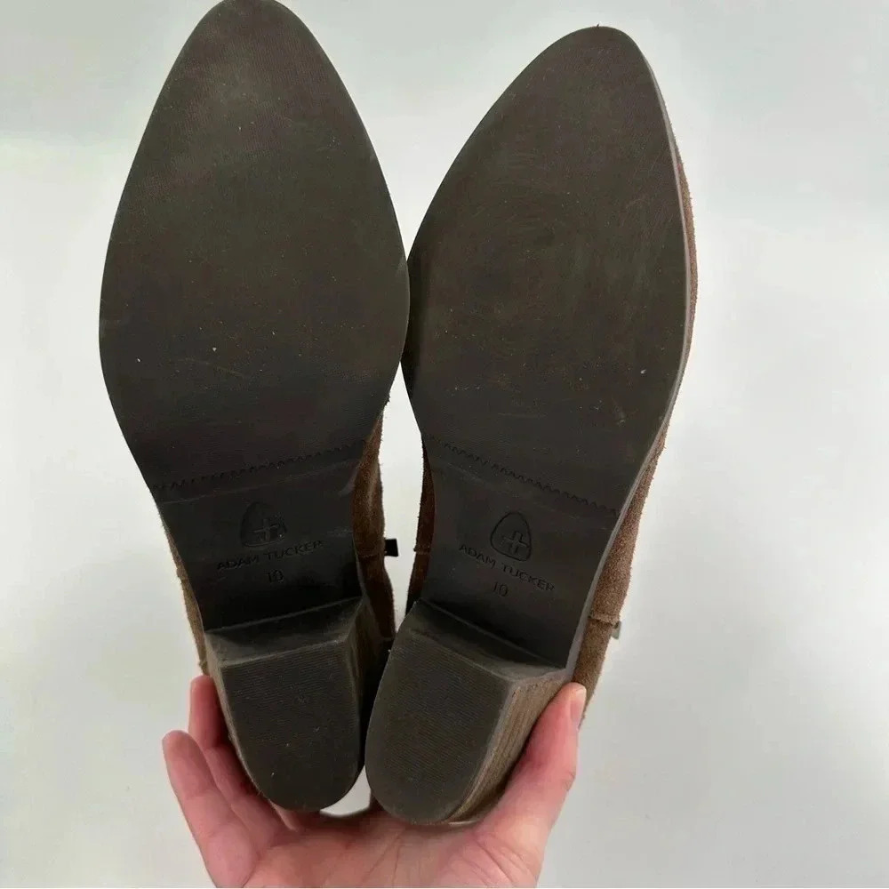 Adam tucker Trixie ankle booties 10 brown suede pull on pointy toe western boots - Picture 7 of 13